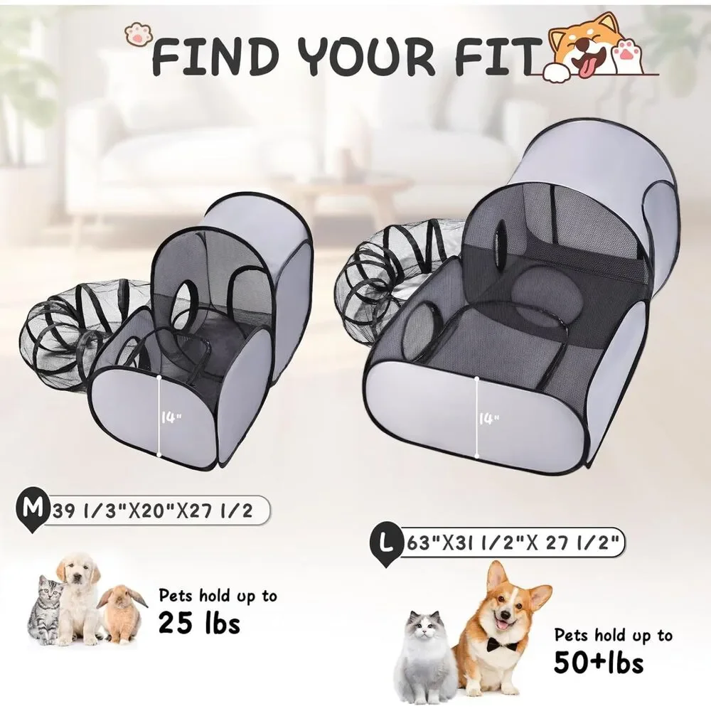 Tailtastic Pet Playpen with Surround Tunnel Outdoor Indoor Cat Enclosure Medium